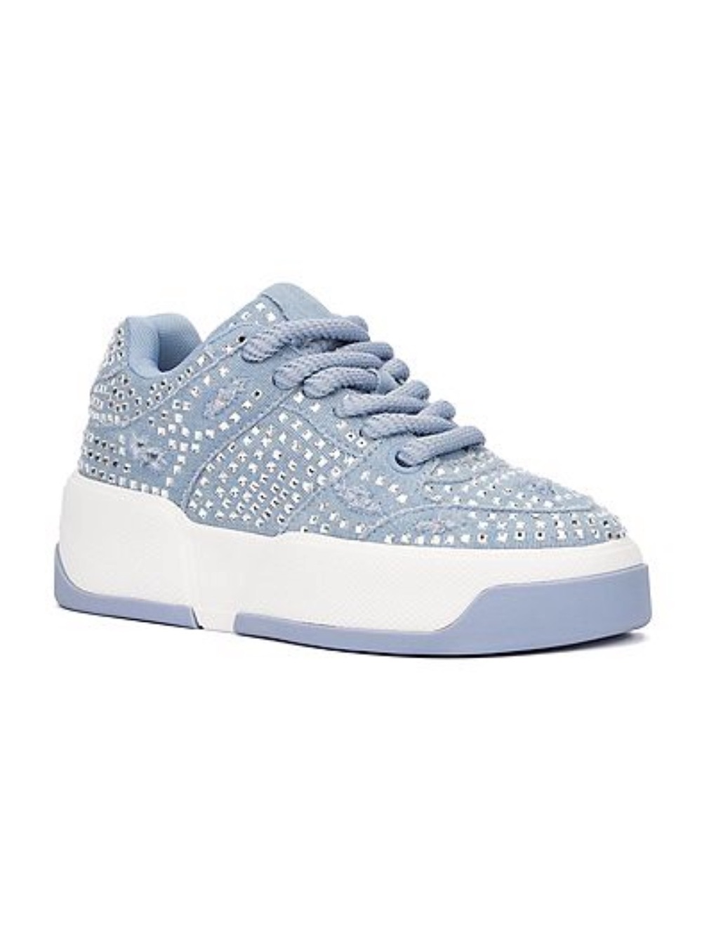 Olivia Miller Lunar Rays Women’s Size 6 Blue Denim Rhinestone Platform Sneakers